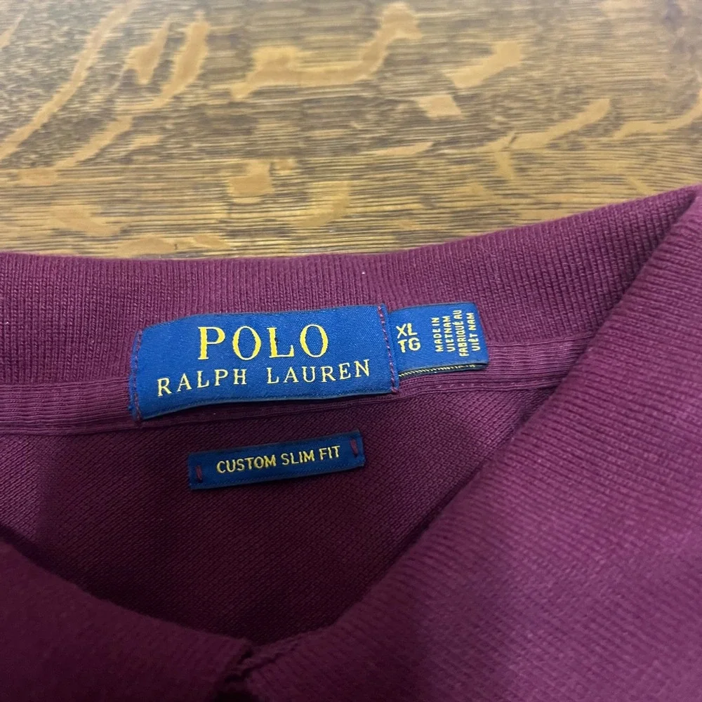 Polo Ralph Lauren Polo Shirt Mens XL Burgundy Custom Slim Fit Cotton Pique Pony
